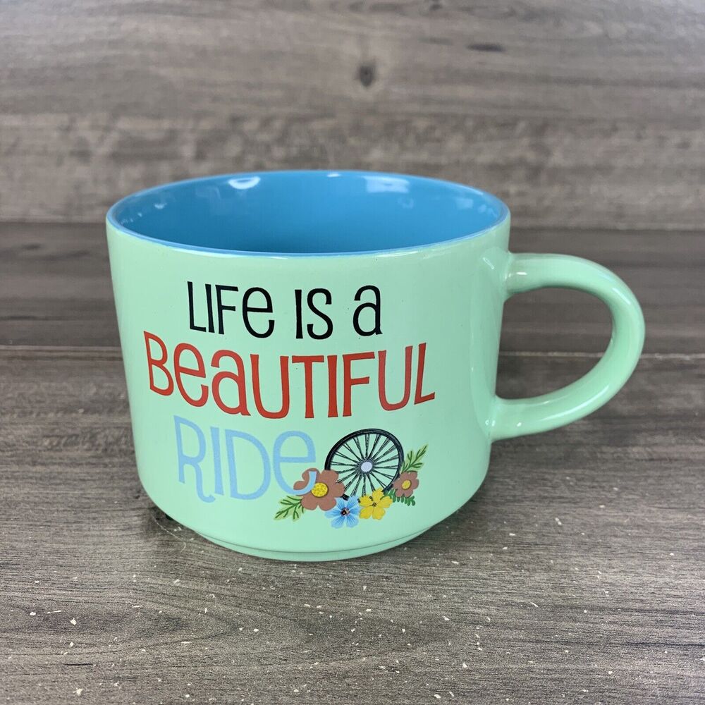 Boston Warehouse Trading Corp Mug Coffee Cup Life is a Beautiful Ride Teal 16oz